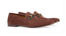 Load image into Gallery viewer, Gucci Horsebit Brown Brixton Web Suede Men Loafer Flats
