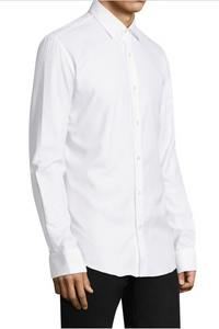 Salvatore Ferragamo Tonal Gancini Print Men's Button-Down Shirt in White