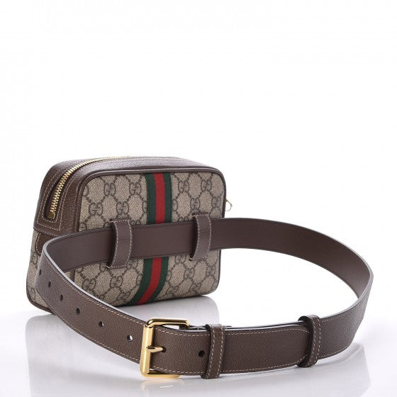Gucci Leather GG Supreme Monogram Belt Brown