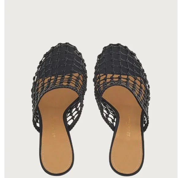 Salvatore Ferragamo Ellas X5 Caged Leather Heel Mules in Black