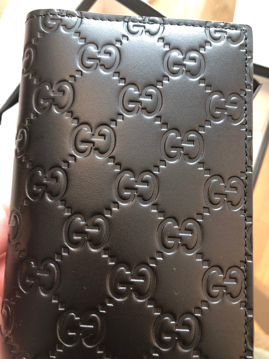 AUTH GUCCI Black GG Jacquard Passport Case Holder Sleeve Made in