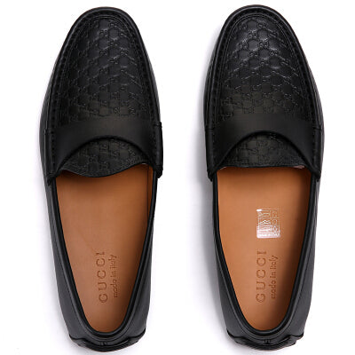 Gucci Microguccissima Black Leather Driving Loafer