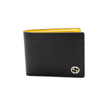 Load image into Gallery viewer, Gucci Black Trifold Wallet with Yellow Interior