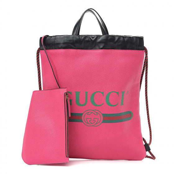 Gucci 2018 Leather Drawstring Backpack in Pink with Pouch  display picture 1