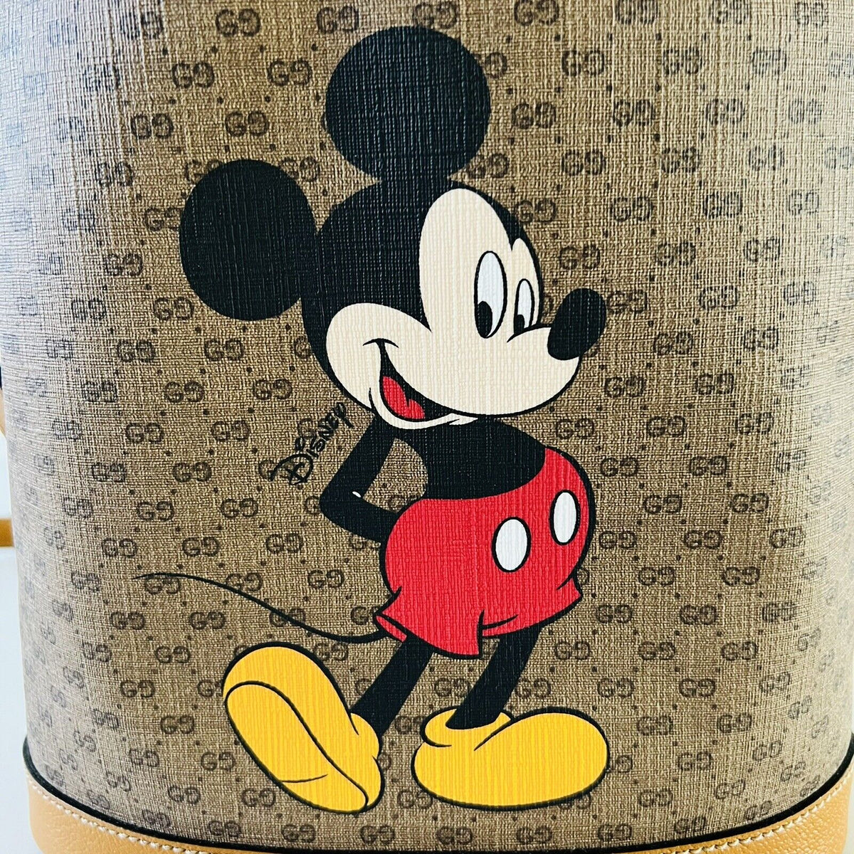 Gucci x Disney Beige/Brown Micro GG Canvas and Leather Small Mickey Mouse  Print Bucket Bag Gucci