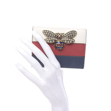 Load image into Gallery viewer, Gucci Queen Margaret Card Case in White, Blue, and Red