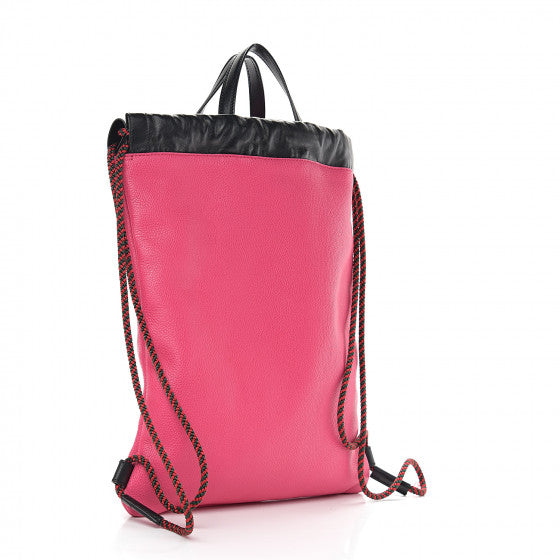 Gucci 2018 Leather Drawstring Backpack in Pink with Pouch –
