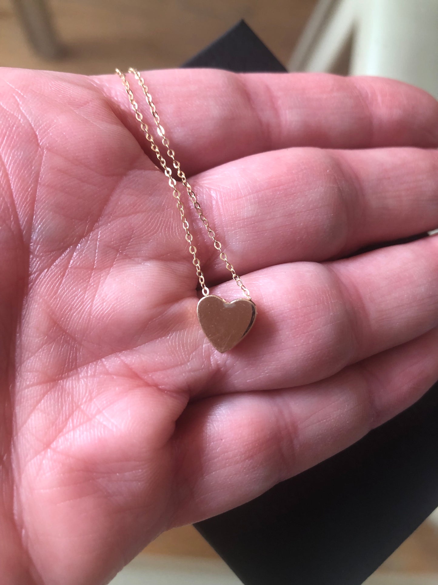 14K Floating Heart on Chain Necklace