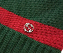 Load image into Gallery viewer, Gucci GG Green Wool Beanie with Red Stripe