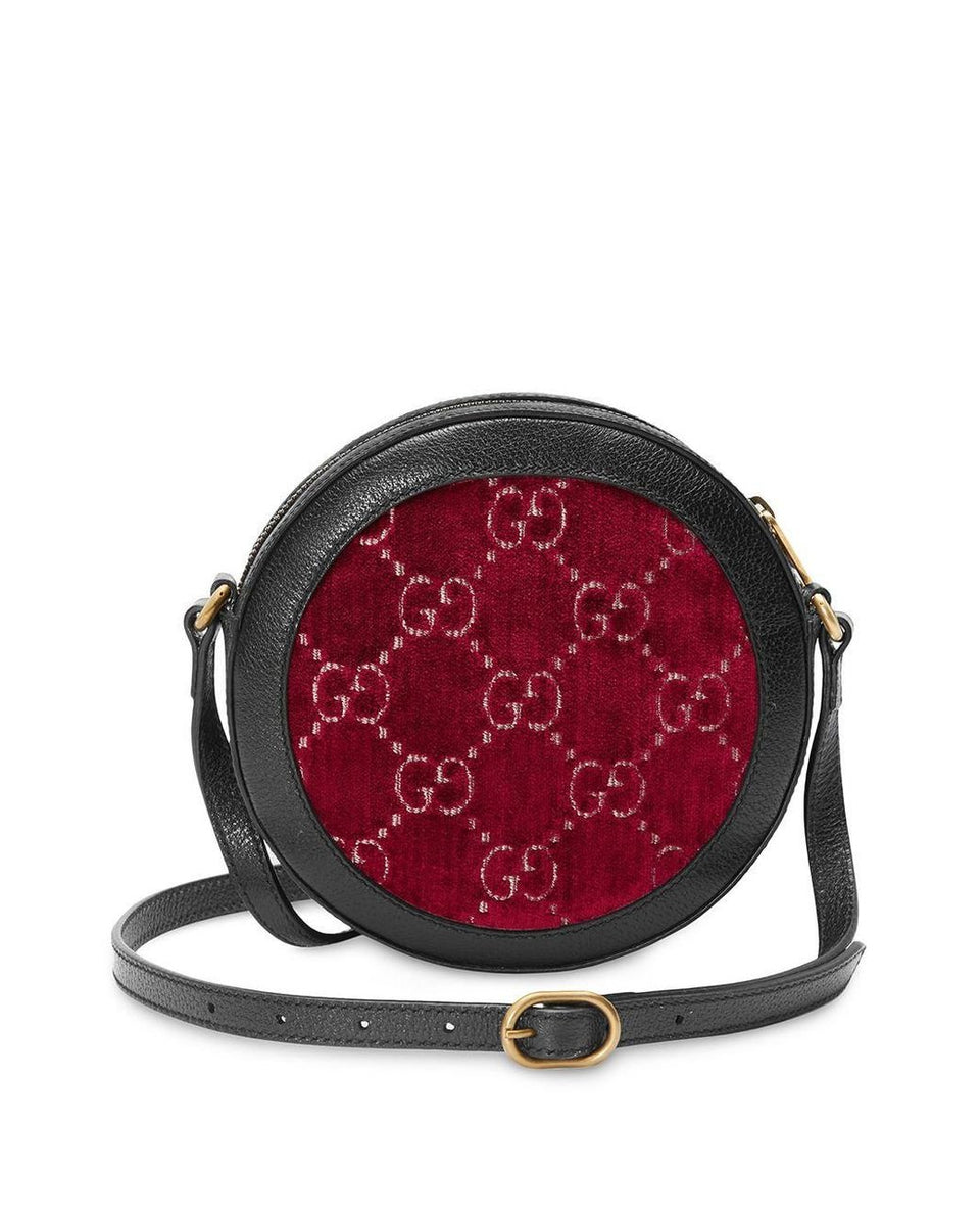 Gucci GG Velvet Round Shoulder Bag in Red –