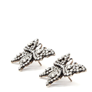 Gucci Crystal Embellished Butterfly Earrings in Silver