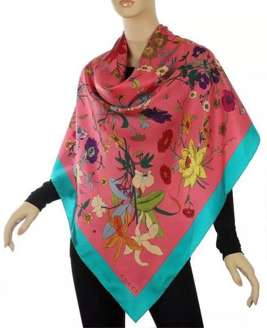 Gucci Flora Gothic Print Silk Scarf in Pink –