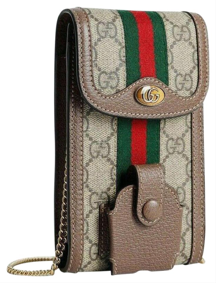 Gucci GG Supreme Monogram Ophidia Phone Case Crossbody in Brown –