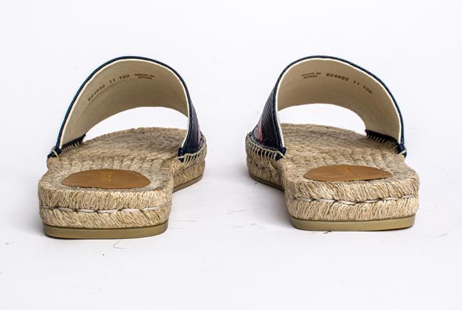 Gucci Blue and Red Web Striped Espadrille Slides in Beige  display picture 2