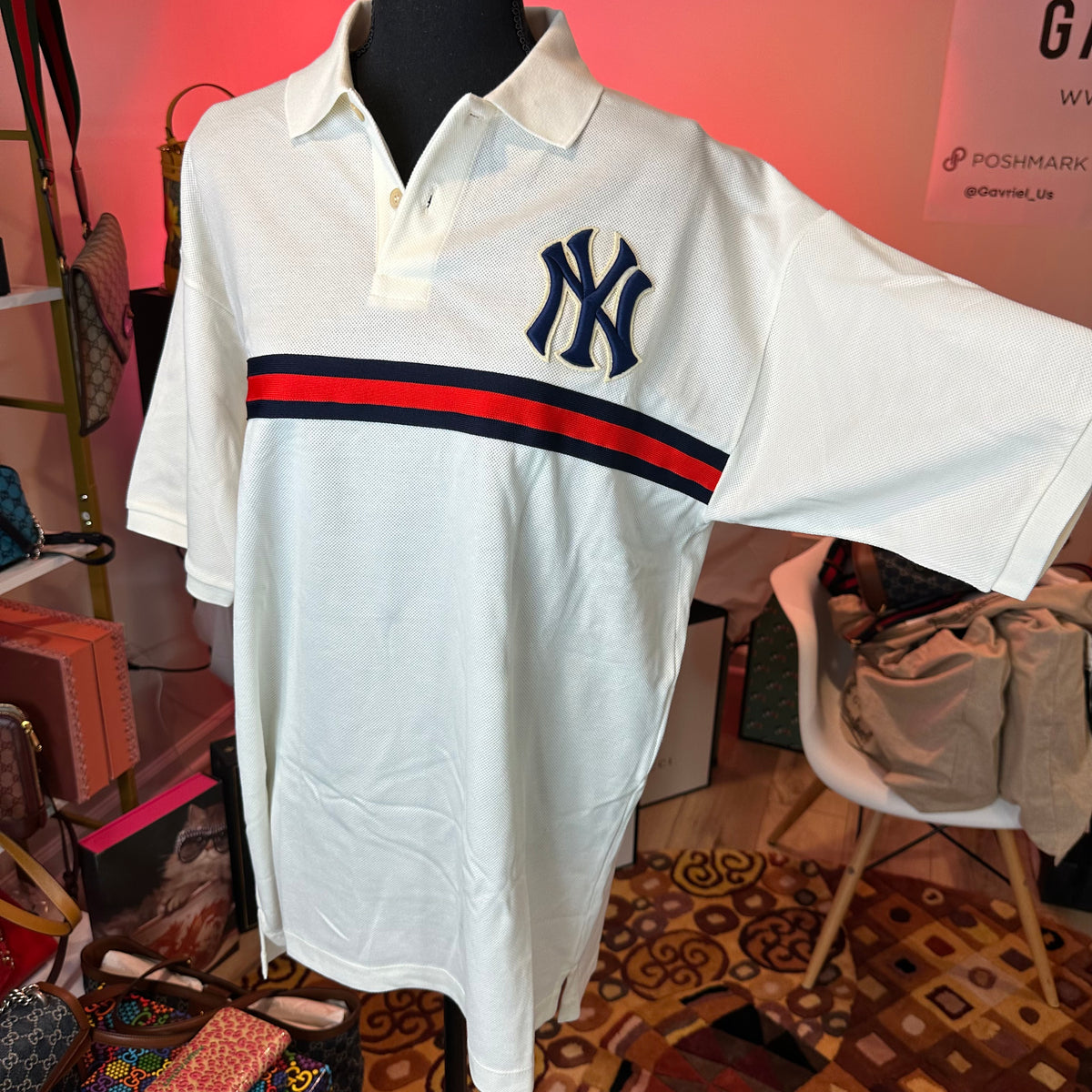 Gucci x MLB NY Yankees Short Sleeved Polo Shirt –
