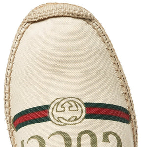 Gucci Printed Canvas Espadrille Flats in White