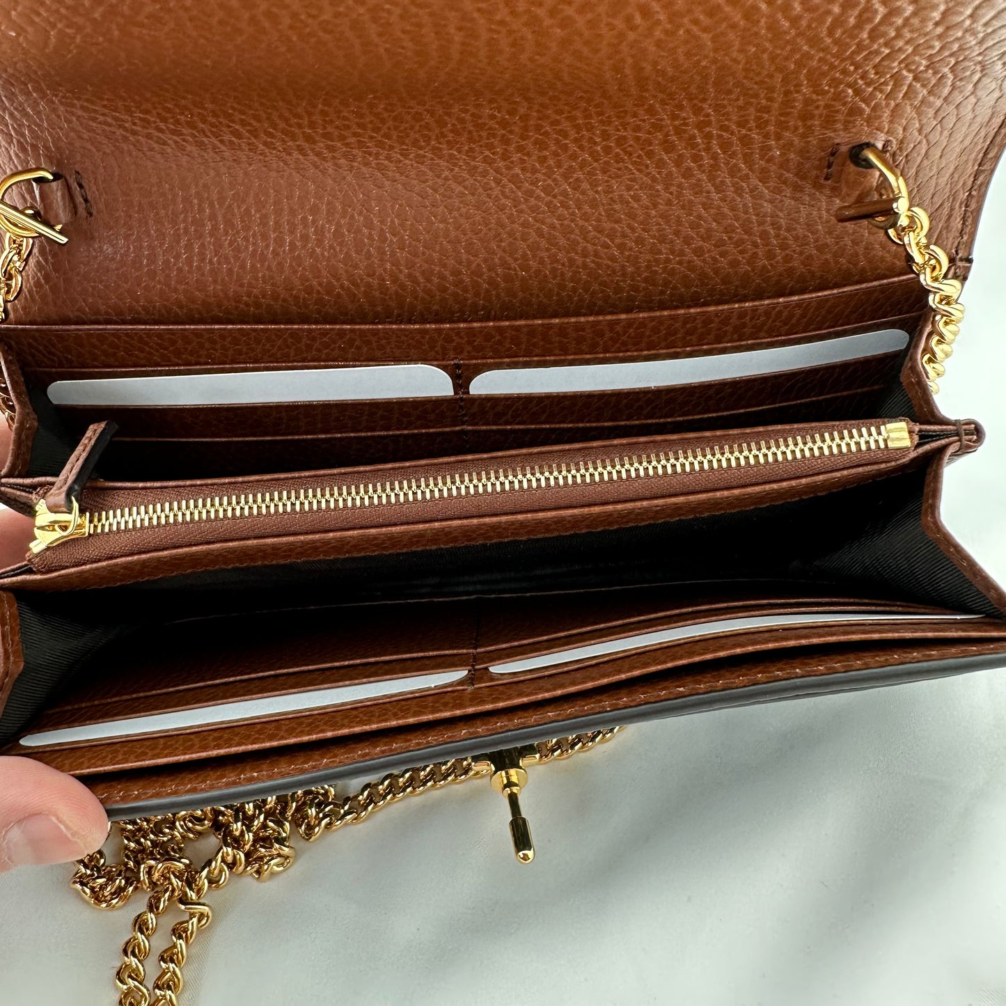 Gucci GG Denim Jackie 1961 Chain Wallet