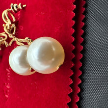 Load image into Gallery viewer, Salvatore Ferragamo Gancini Chain Drop Earrings With Pearl In Gold