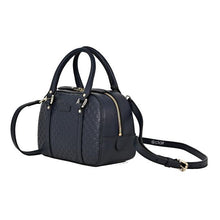 Load image into Gallery viewer, Navy Blue small crossbody satchel  Embossed Micro GG Guccissima Pattern Gold-Tone Hardware Leather with linen interior lining  Dual Leather Handles with a 3 6/8&quot; Drop Detachable/Adjustable Shoulder Strap with a 22&quot; Drop Flat bottom with Interior Slip Pockets  8.5&quot; x 5.75&quot; x 3.75&quot; (21.6cm x 14.6cm x 9.5cm) Comes in Gucci dust bag Product number 510289 Made in Italy