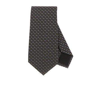Gucci Navy Silk Tie with Woven Bees