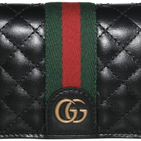 Gucci Black Calfskin Leather Card Holder Wallet
