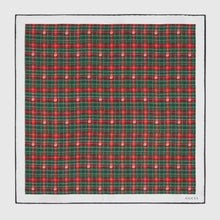 Load image into Gallery viewer, Gucci Check Print Silk Pocket Square in Red and Green