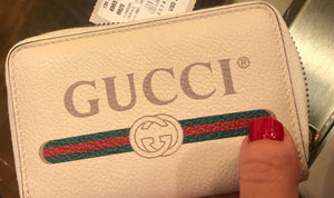 Gucci 80s Small Zip Around Card Case in White