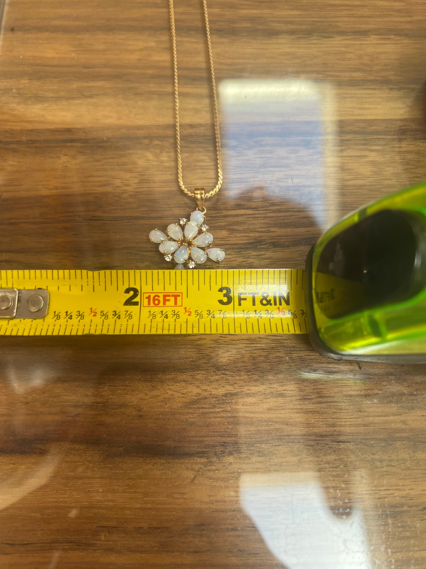 Gold Opal Flower Women’s Pendant Necklace