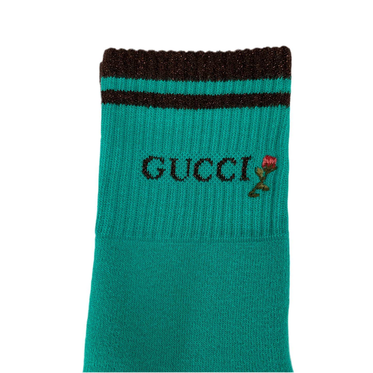 Gucci Rose-Embroidered Cotton Ankle Socks in Emerald Green