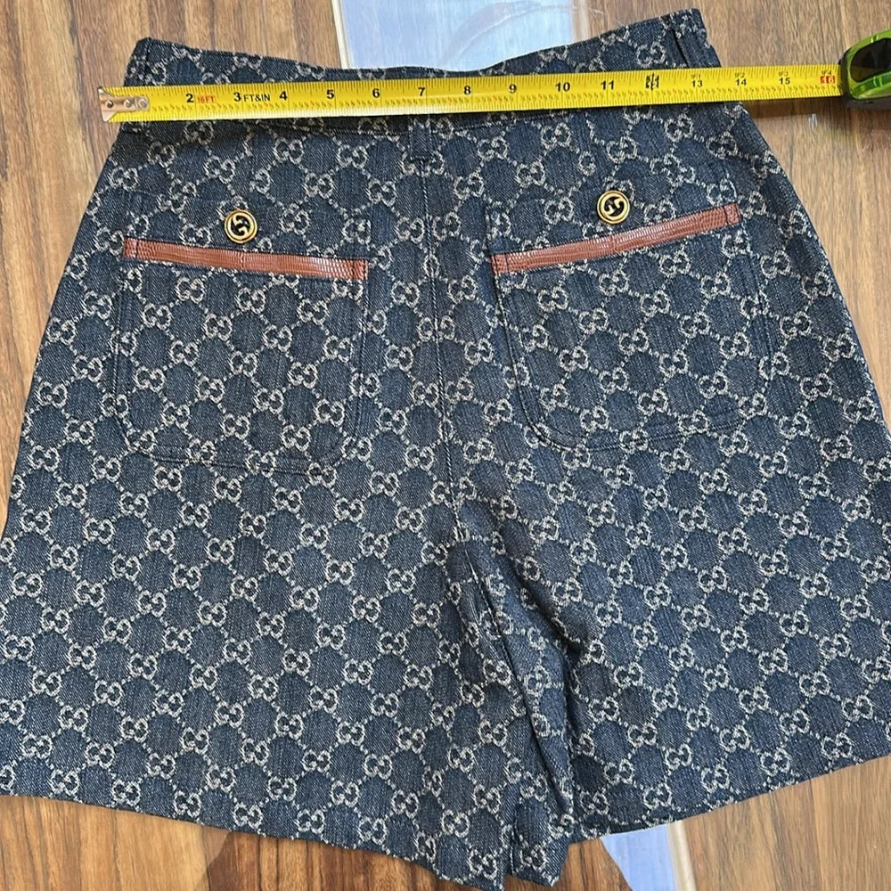 Gucci Aria GG Denim Shorts with Ivory GG Pattern