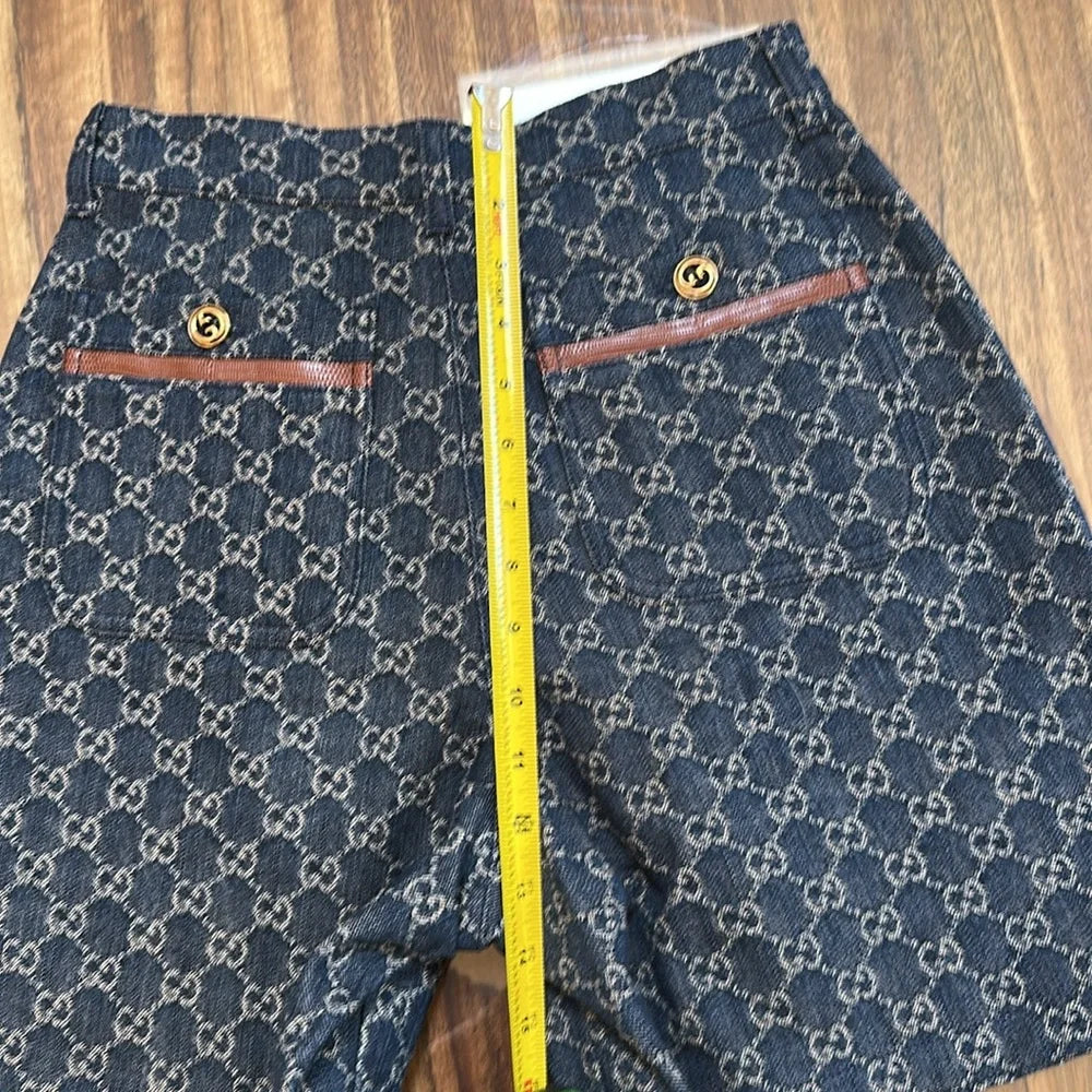 Gucci Aria GG Denim Shorts with Ivory GG Pattern