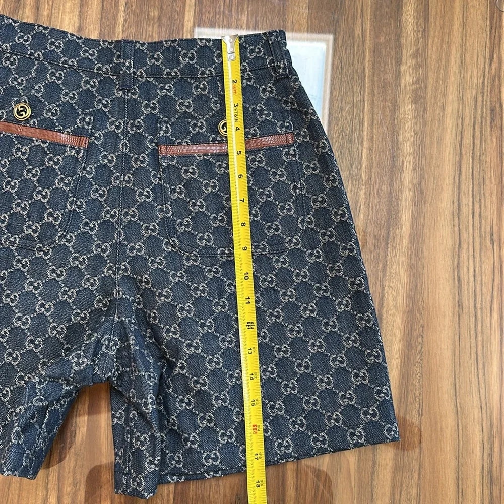 Gucci Aria GG Denim Shorts with Ivory GG Pattern