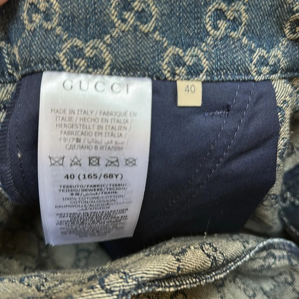 Gucci Aria GG Denim Shorts with Ivory GG Pattern