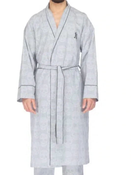 Robert Graham Light Gray Men's Robe with Skull Pattern NWT L/XL