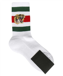 Gucci Little Williams Sports Sock in White w/ Tiger Appliqué