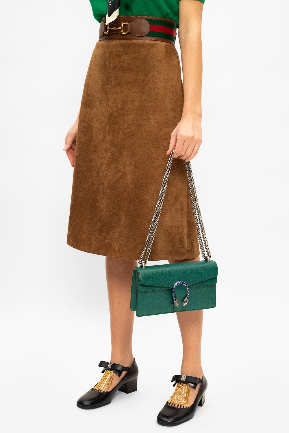 Gucci Dionysus Super Mini Leather Shoulder Bag in Green