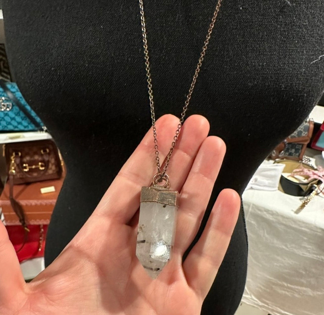 Black Tourmalinated Quartz
Pendant Necklace