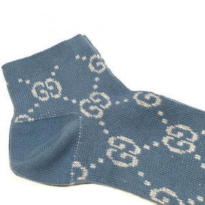 Gucci GG Monogram Lamé Ankle Socks in Periwinkle Blue