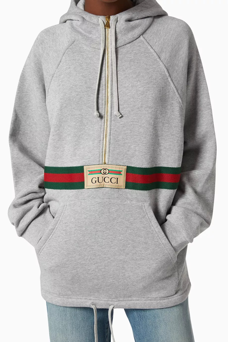 Gucci Gray Sweatshirt with Gucci Logo and Web