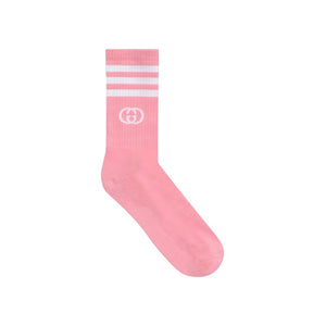 Gucci x Adidas Pink Sport Sock with White Interlocking GG