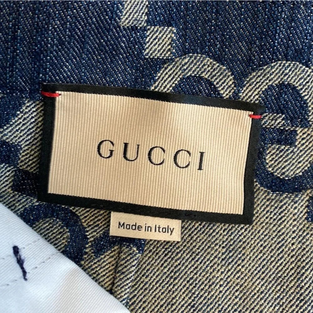 Gucci Aria GG Denim Shorts with Ivory GG Pattern