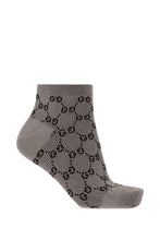 Load image into Gallery viewer, Gucci Ankle Socks in Gray Lamé Interlocking GG Black