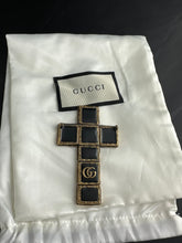 Load image into Gallery viewer, Gucci Aged Gold and Enamel Cross Brooch