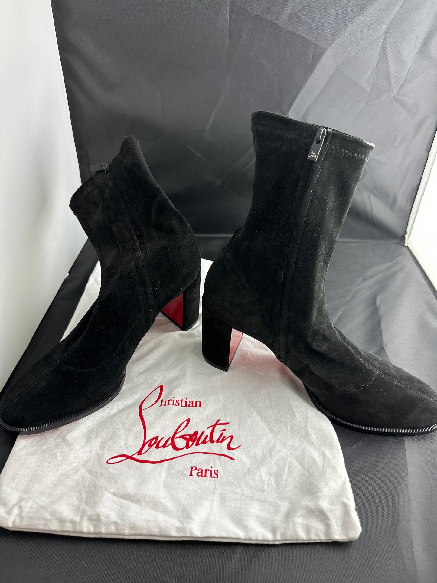 Christian Louboutin Adoxa Stretch Suede Red-Sole Booties