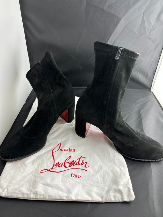 Christian Louboutin Adoxa Stretch Suede Red-Sole Booties
