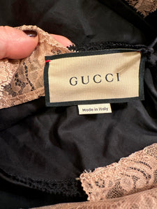 Gucci Lace-Trim Cotton Maxi Dress in Black