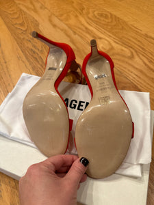 L'Agence Gisele High Heel Sandal in Golden Poppy Suede