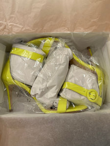 L'Agence Gisele High Heel Sandal in Neon Chartreuse Leather