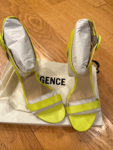 L'Agence Gisele High Heel Sandal in Neon Chartreuse Leather