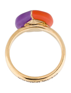 Gucci Interlocking G Heart Lightning Charm Ring in Orange and Purple